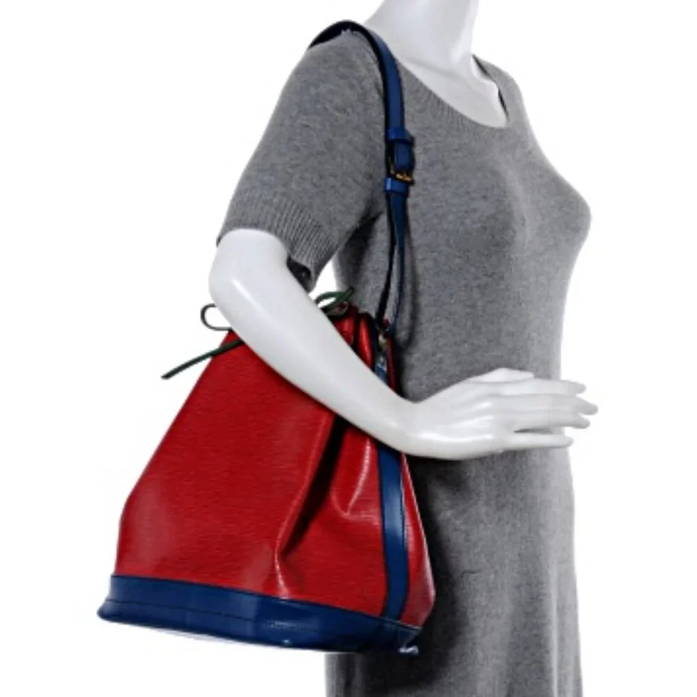 LOUIS VUITTON Epi Tri-Col Color Noe Large Bucket Shoulder Bag Red BlueGreen EUC